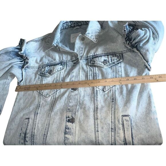 Avec Les Filles Anthropologie Oversized Acid Wash Denim Jacket Size Medium - Picture 6 of 7